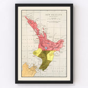 New Zealand Vintage Map 1862