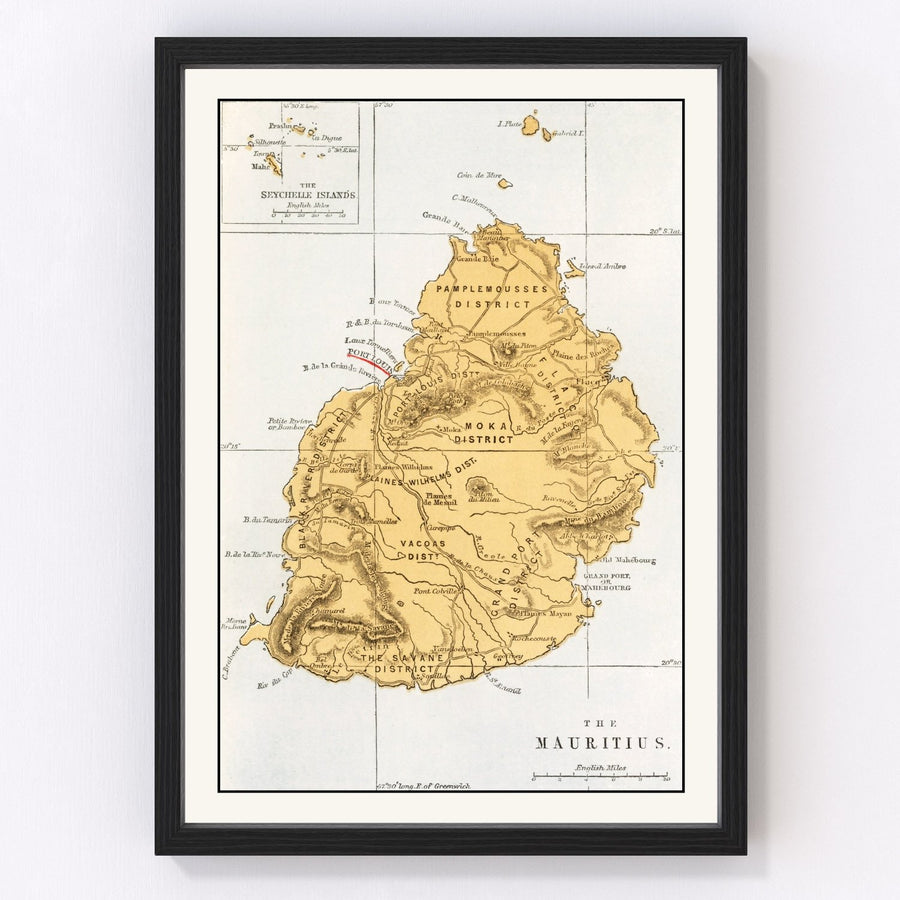 Mauritius Vintage Map 1862