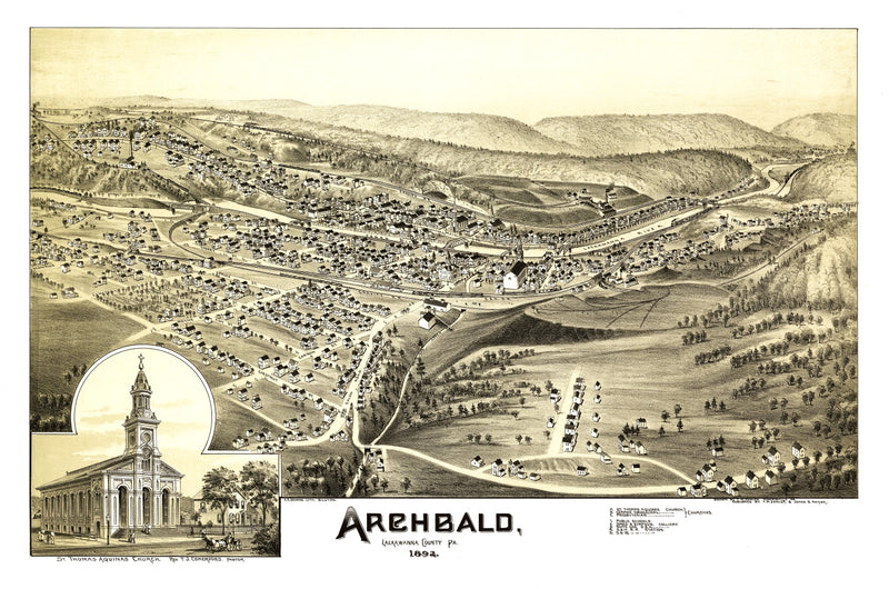 Size comparison using Vintage Map of Archbald, Pennsylvania 1892