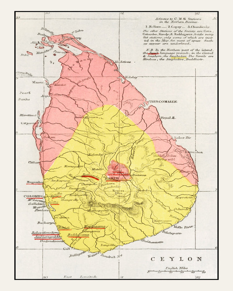 Size comparison using Vintage Map of Sri Lanka 1862