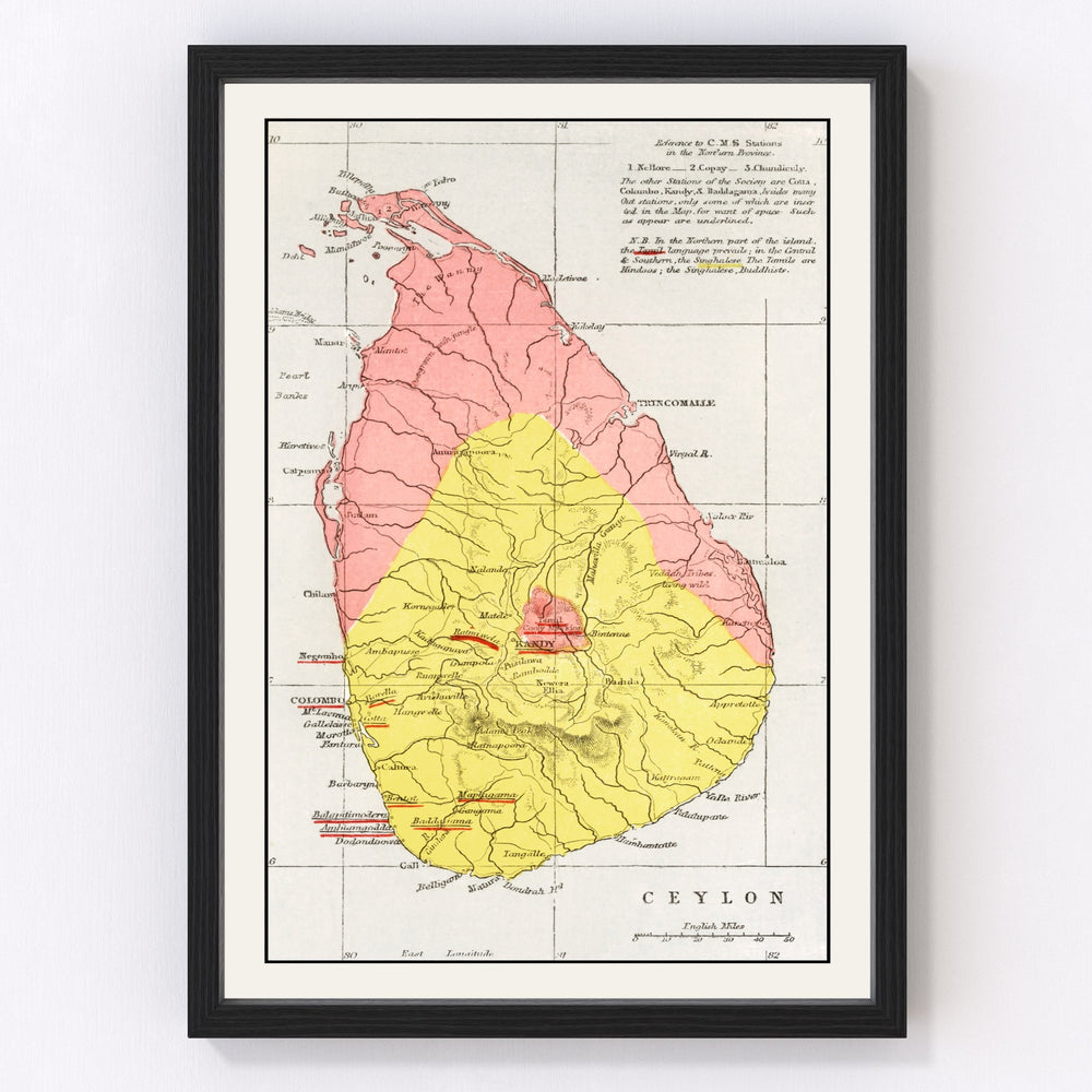 Sri Lanka Vintage Map 1862