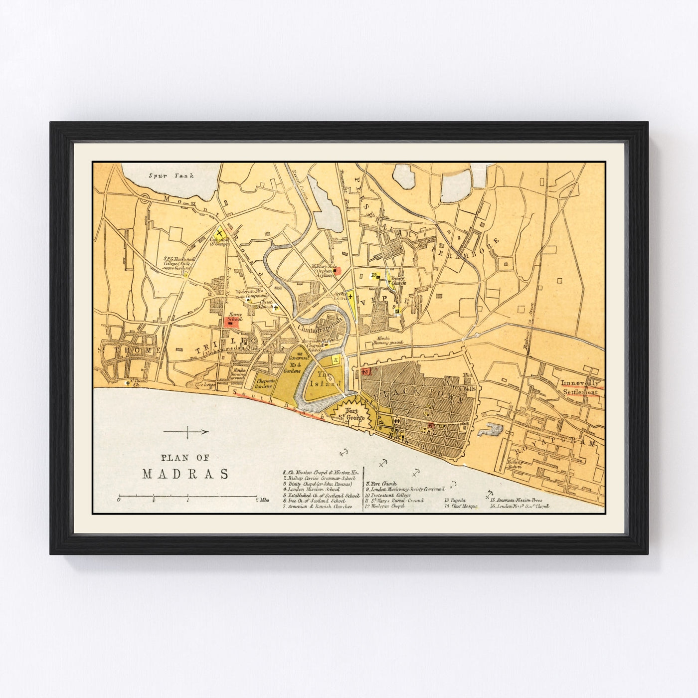Madras Vintage Map 1862