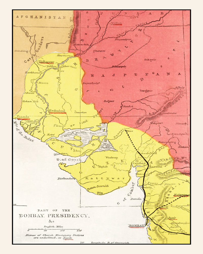 Size comparison using Vintage Map of Bombay, India 1862