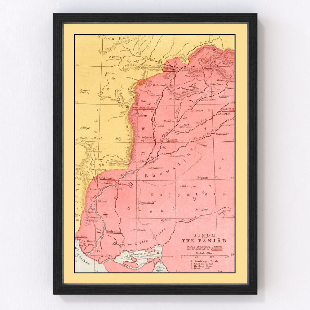 Punjab Vintage Map 1862