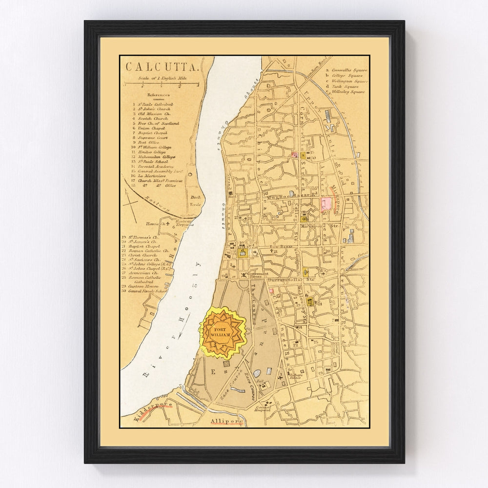 Calcutta Vintage Map 1862