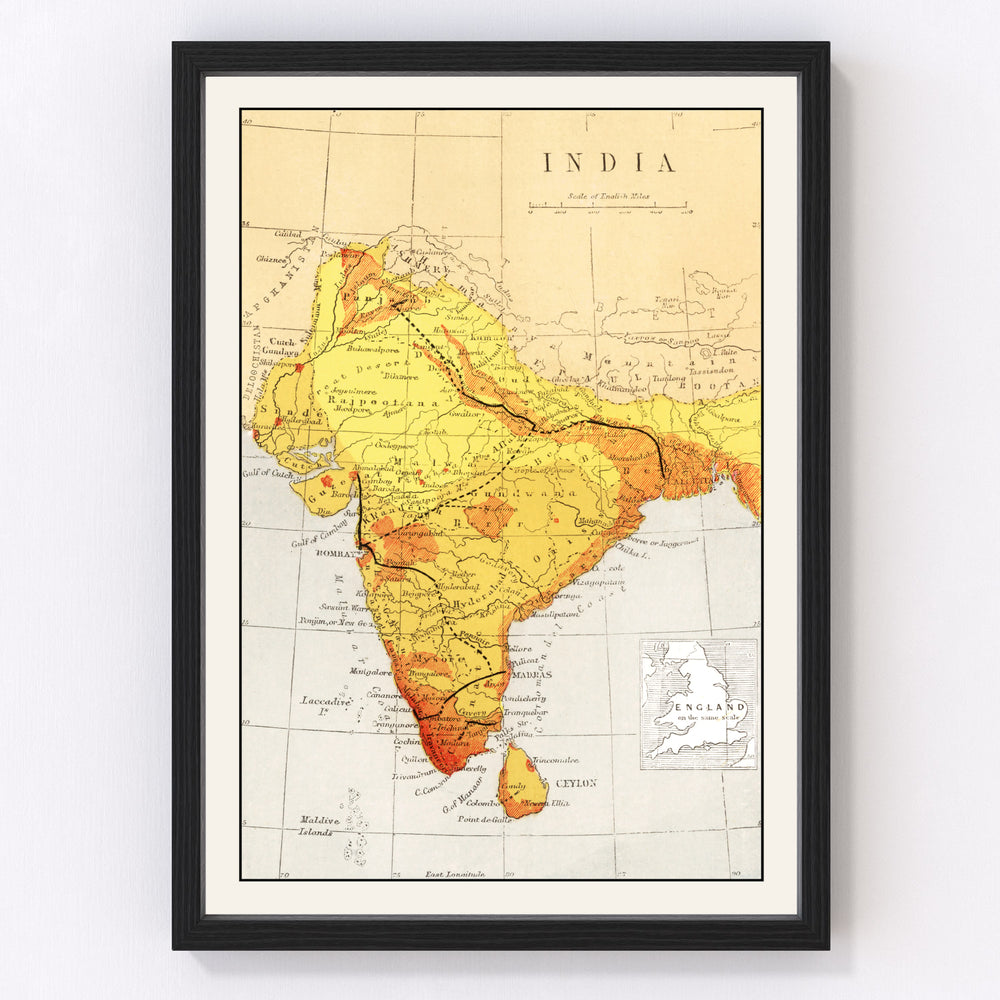 India Vintage Map 1862
