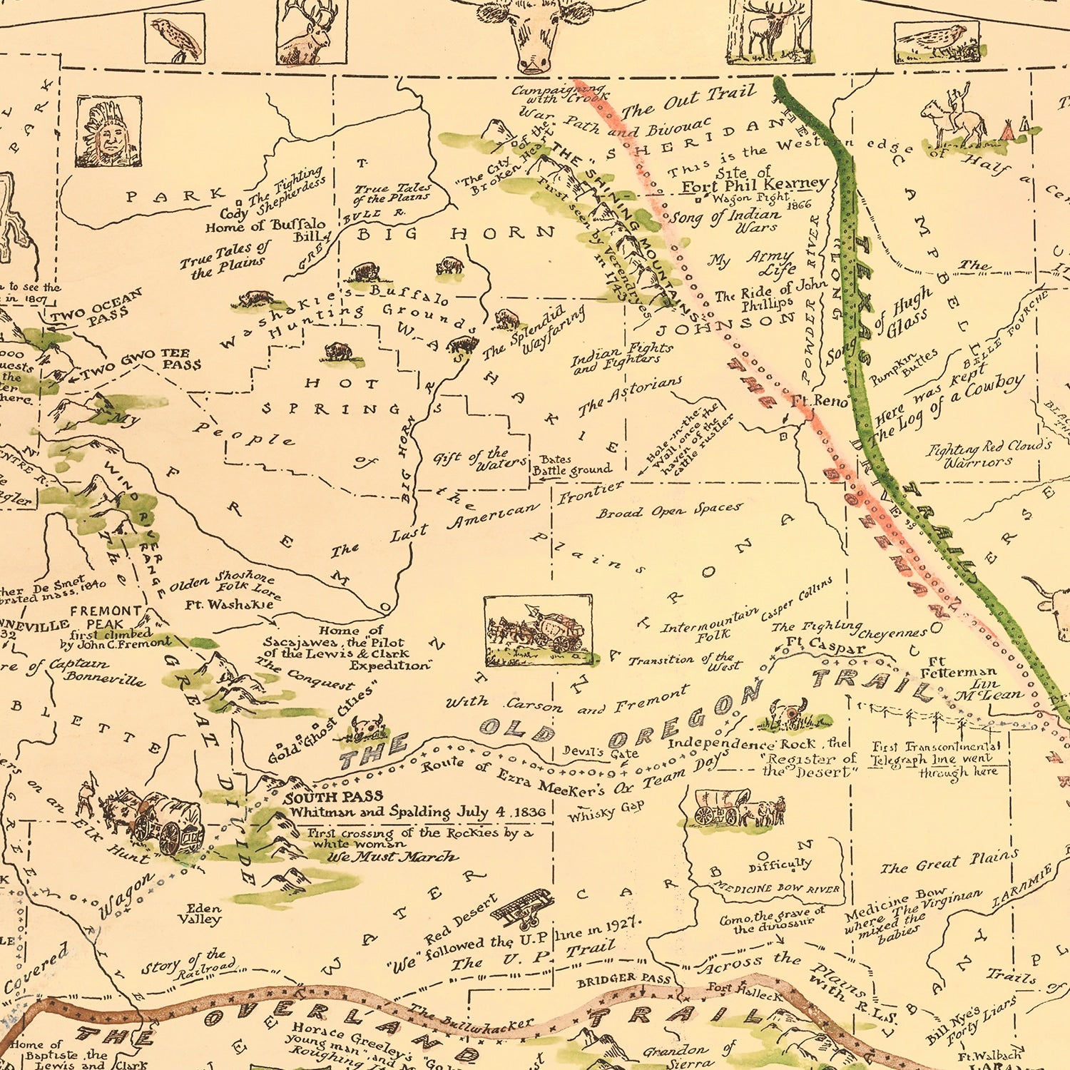 Restored historic details from the 1928 state map of County, Wyoming