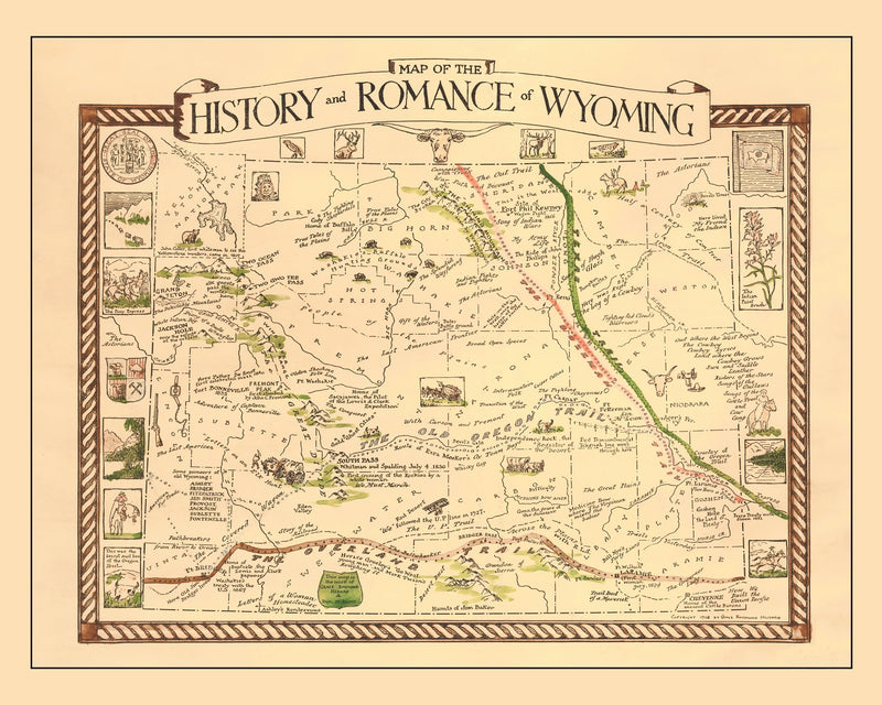 Size comparison using Vintage Map of Wyoming 1928