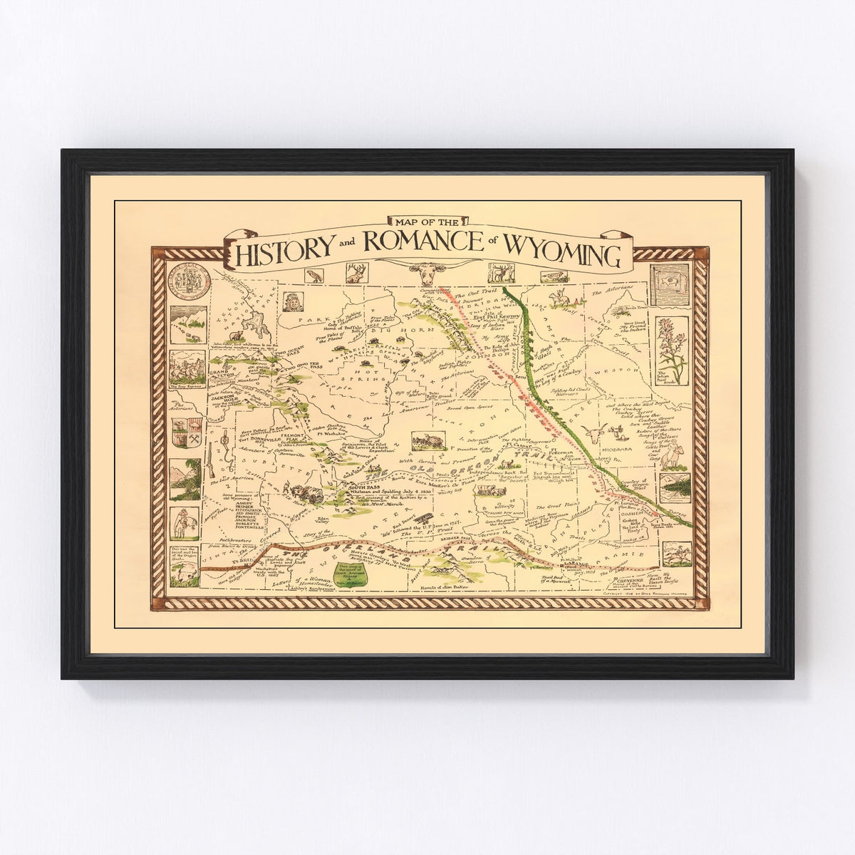 Wyoming Vintage Map 1928
