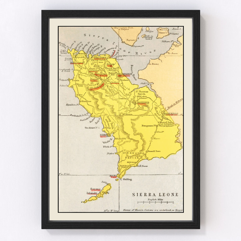 Sierra Leone Vintage Map 1862