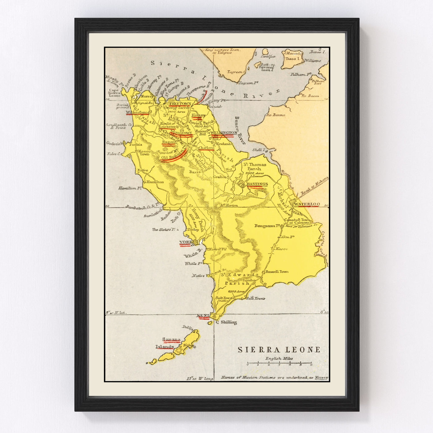 Sierra Leone Vintage Map 1862