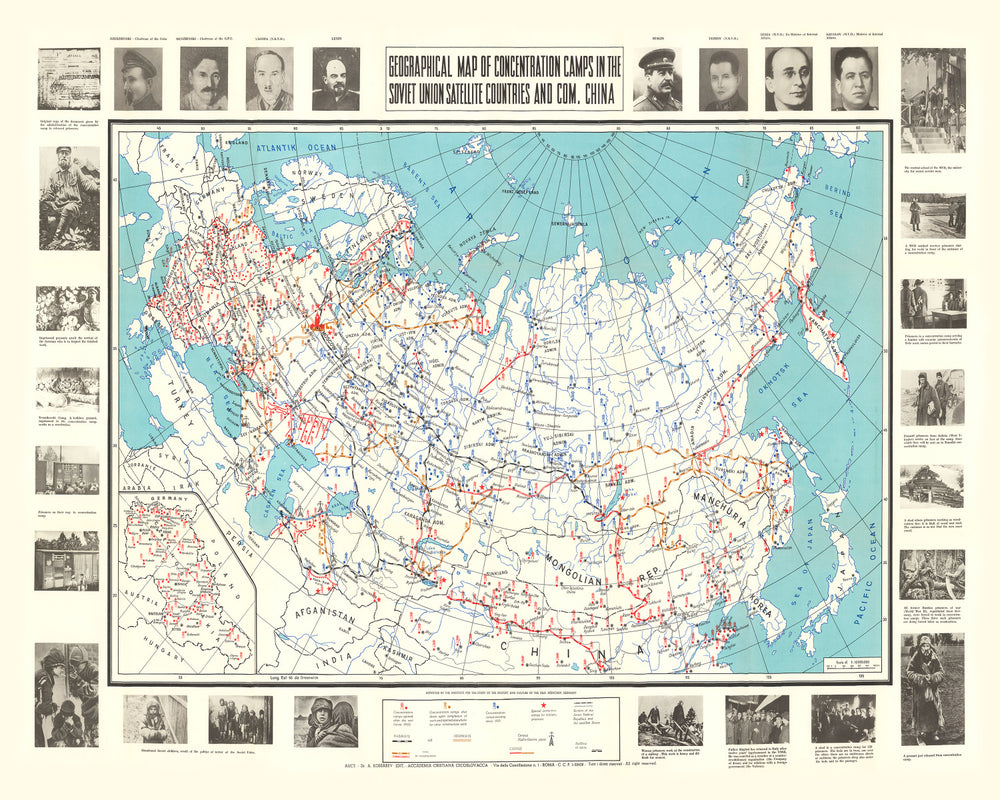 Vintage Map of Concentration Camps, 1945 print style example
