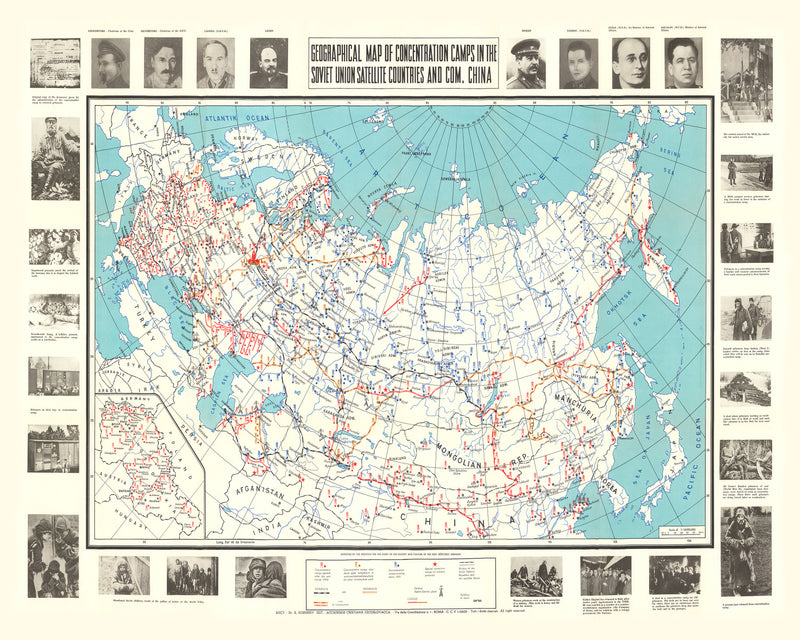 Size comparison using Vintage Map of Concentration Camps, 1945