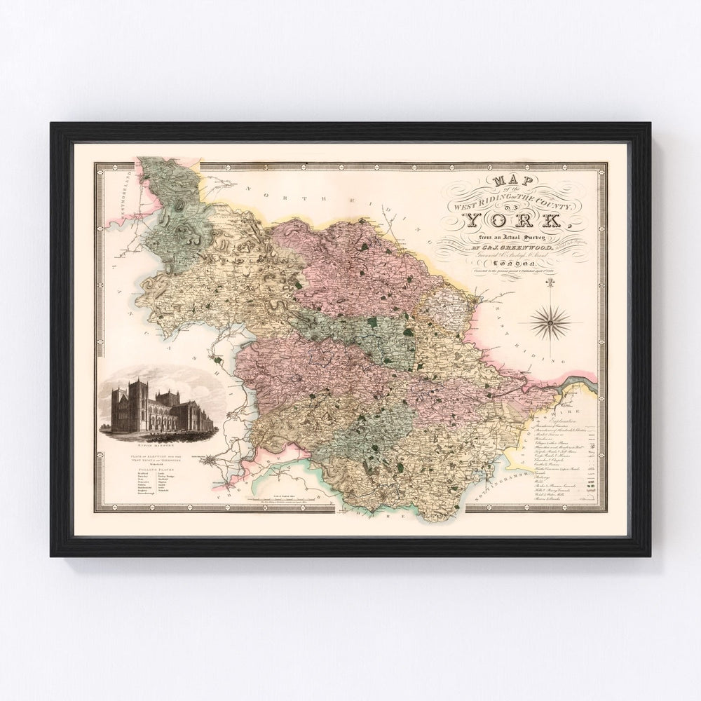 West Riding of York County England Vintage Map 1834