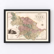 West Riding of York County England Vintage Map 1834