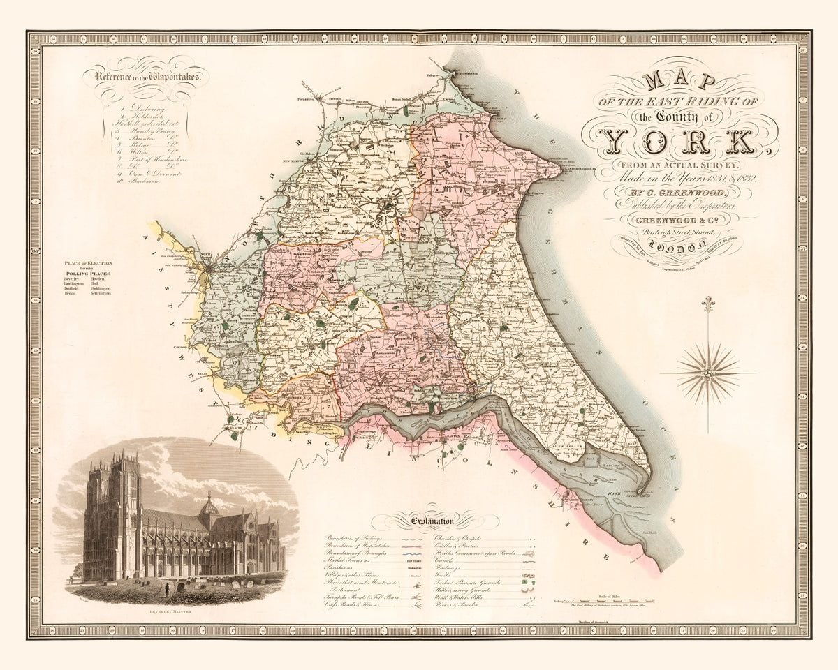 Preview of Vintage Map of East Riding of York County England, 1834