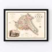 East Riding of York County England Vintage Map 1834