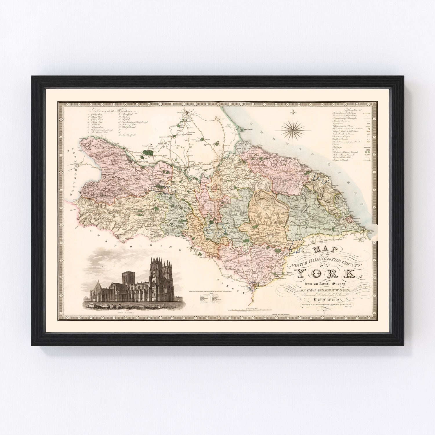 North Riding Streetmap Vintage Map of North Riding of York County England, 1834 by Ted's ...