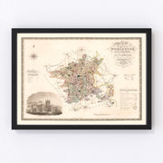 Worcester England Vintage Map 1830