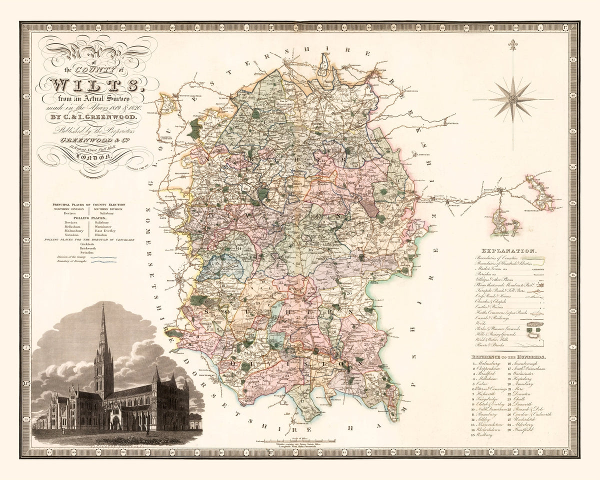 Preview of Vintage Map of Wilts England, 1829