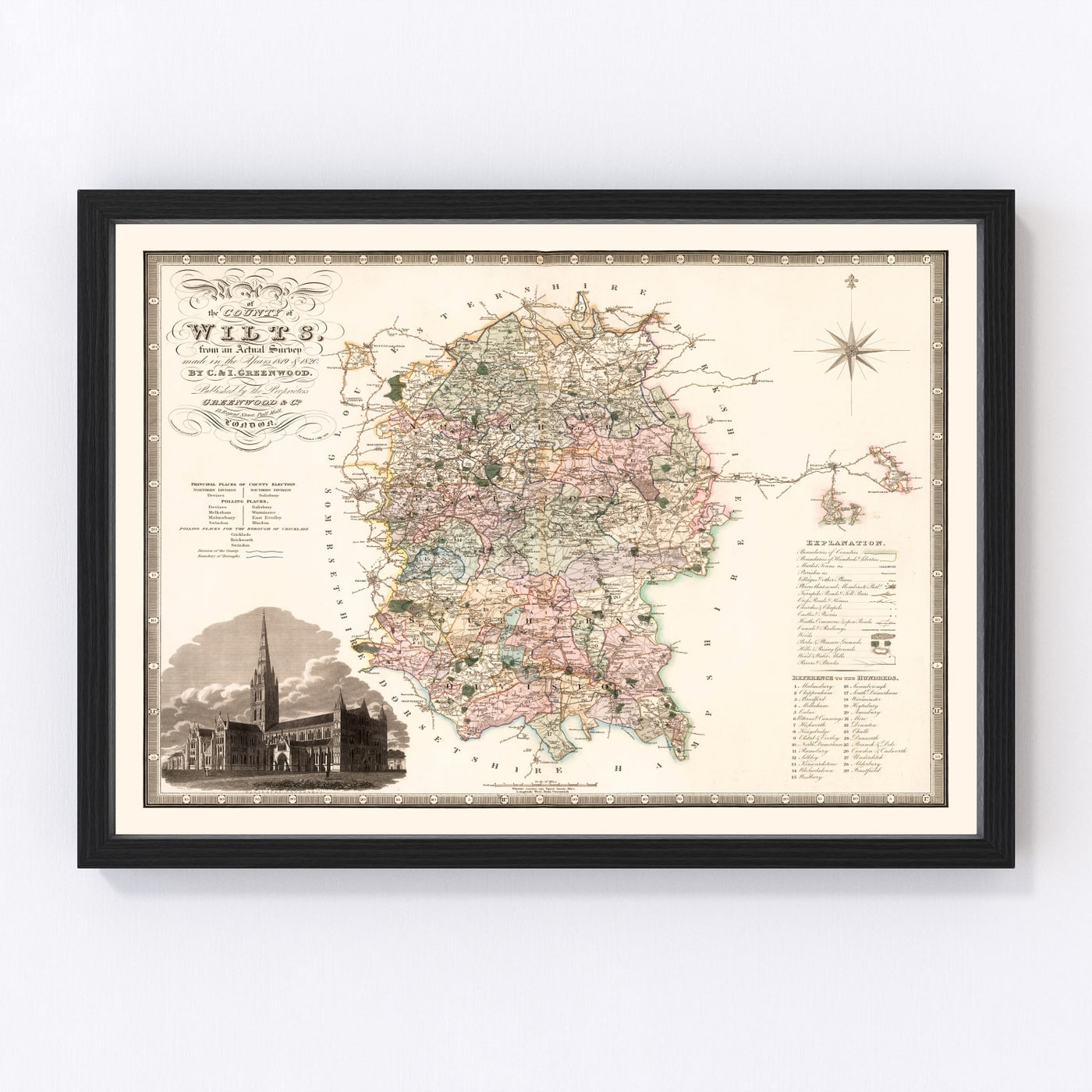 Wilts England Vintage Map 1829