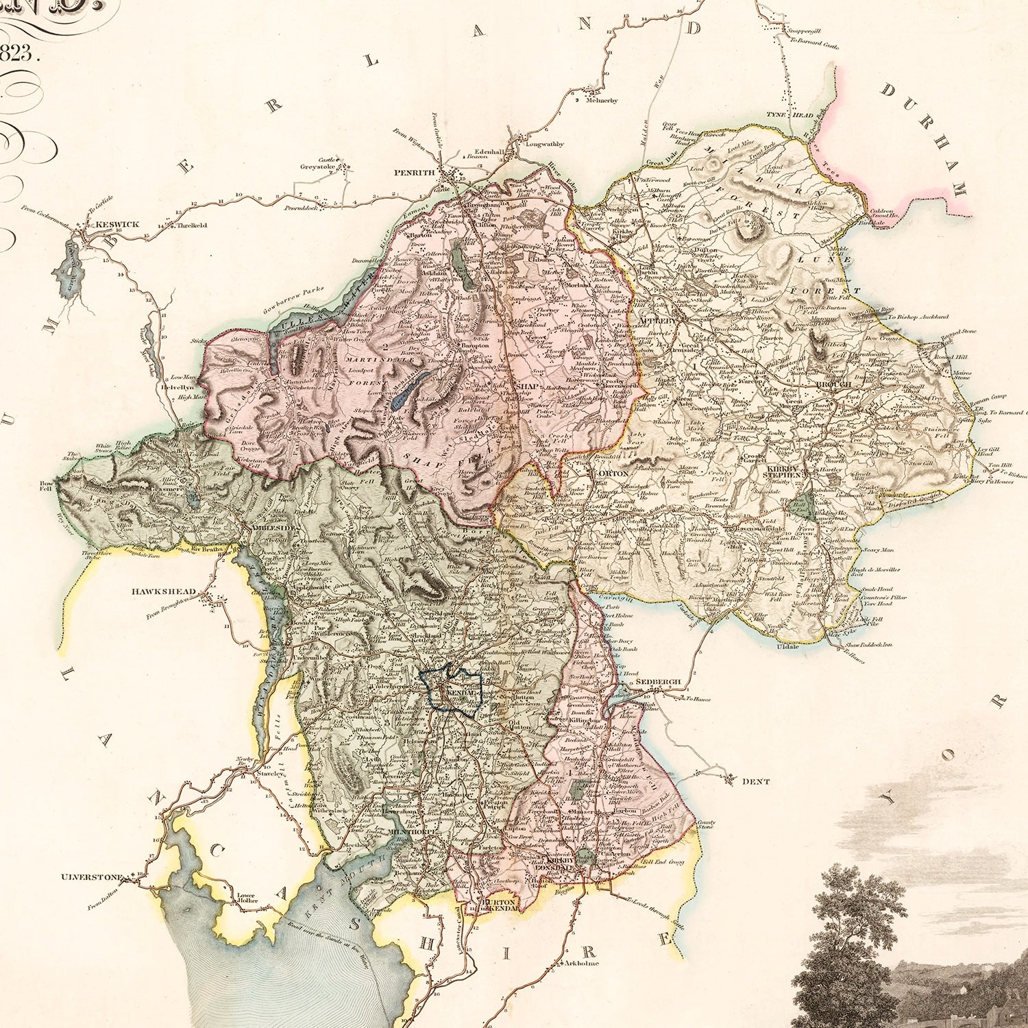 Restored historic details from the 1830 region map of County