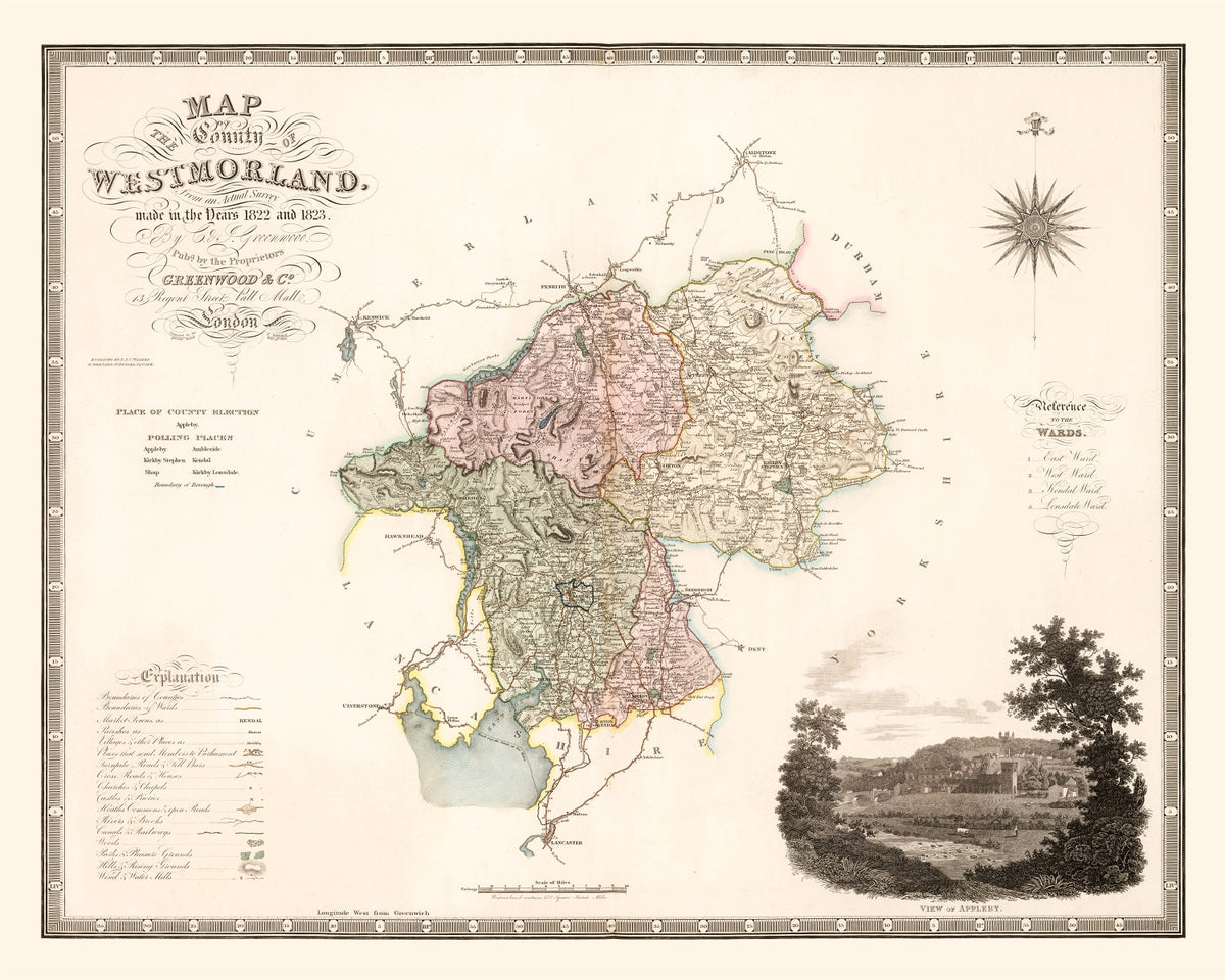 Preview of Vintage Map of Westmorland England, 1830