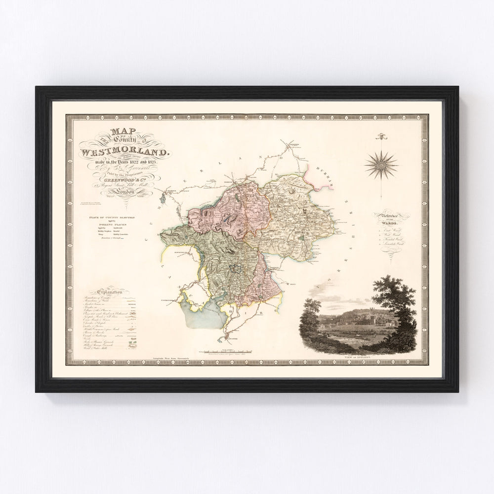 Westmorland England Vintage Map 1830