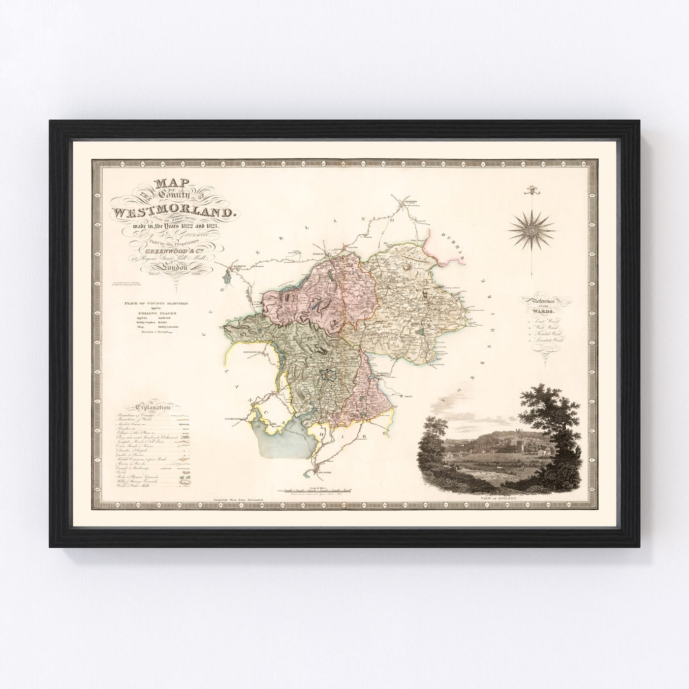 Westmorland England Vintage Map 1830