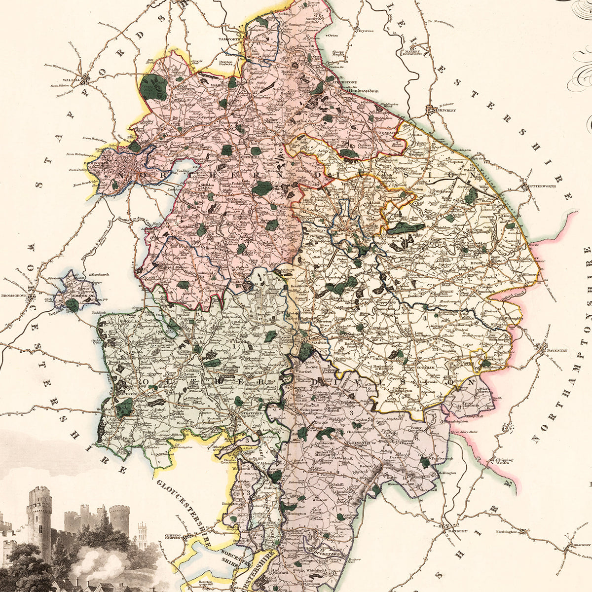 Restored historic details from the 1830 region map of County