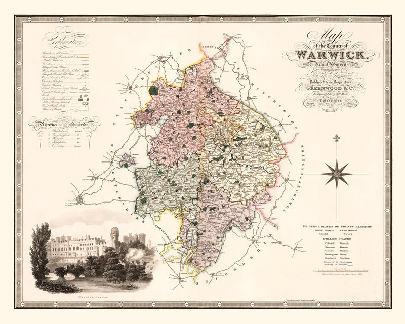 Size comparison using Vintage Map of Warwick England, 1830