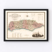Sussex England Vintage Map 1829