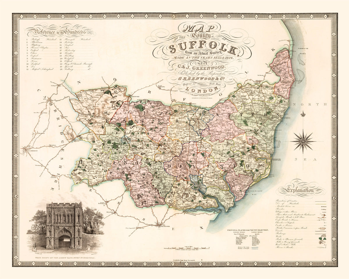 Preview of Vintage Map of Suffolk England, 1831