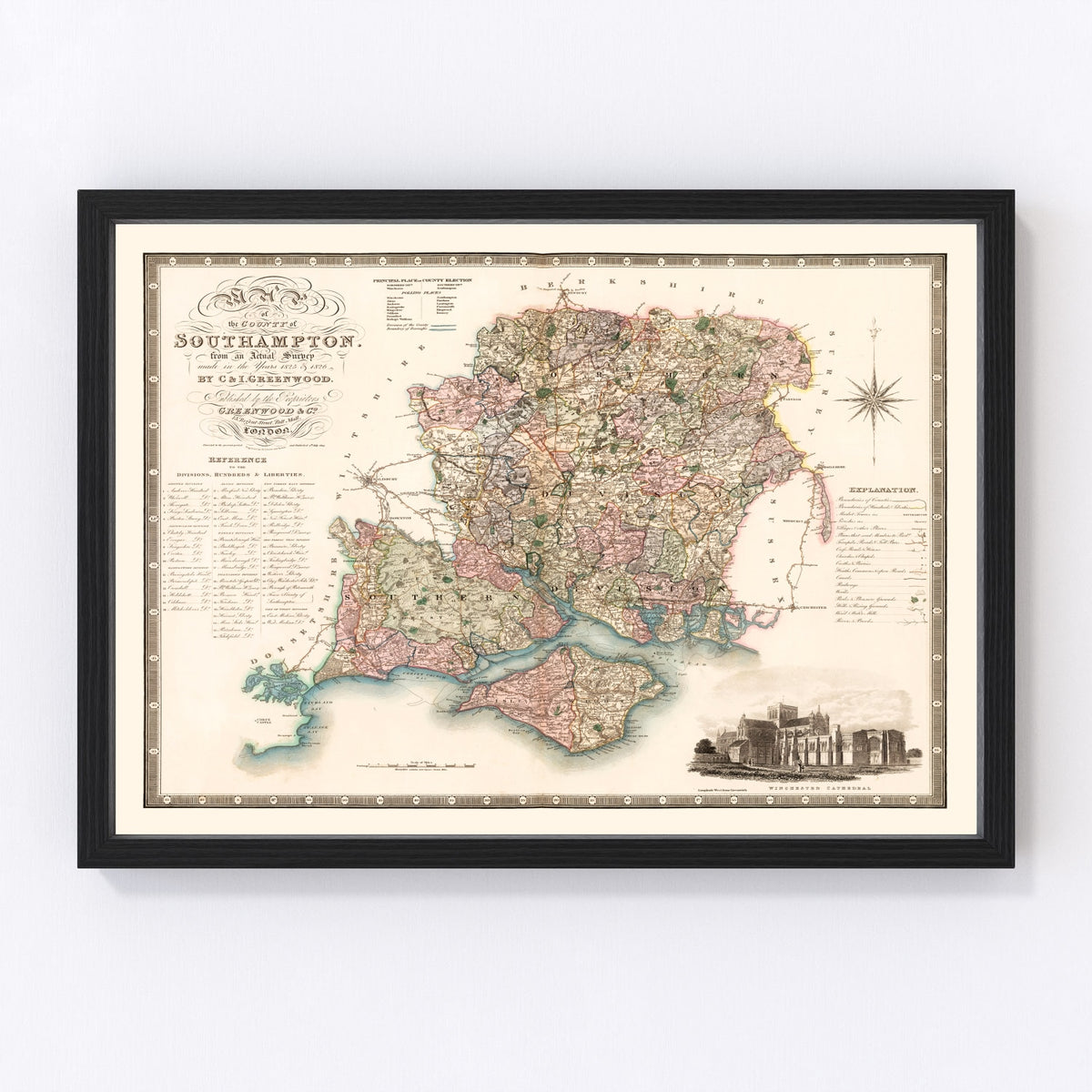 Southampton England Vintage Map 1829