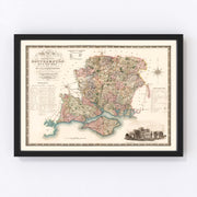 Southampton England Vintage Map 1829