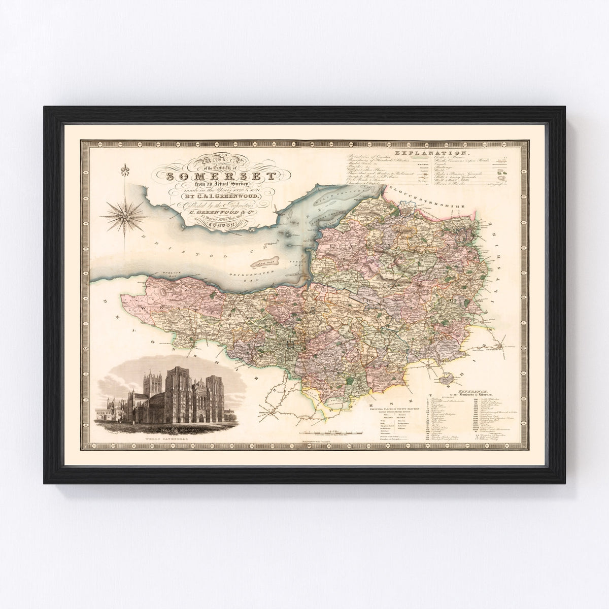 Somerset England Vintage Map 1829