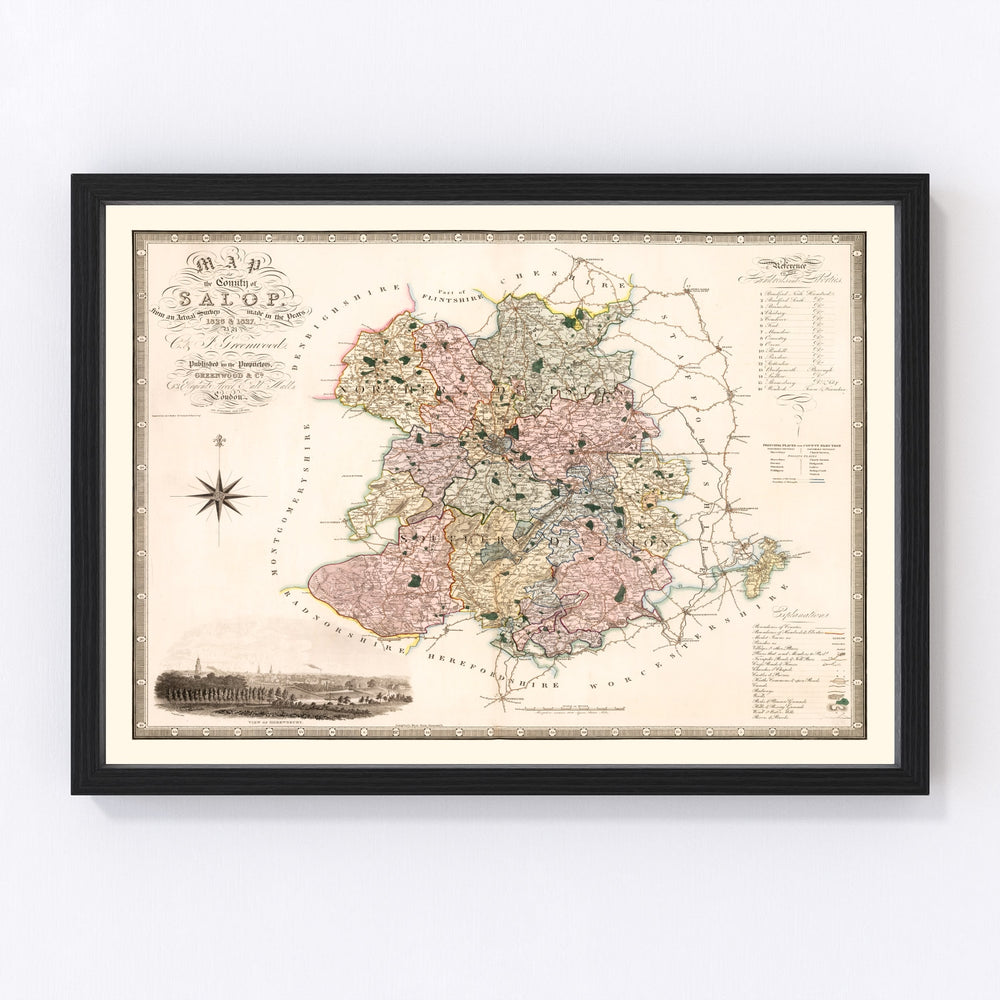 Salop England Vintage Map 1830