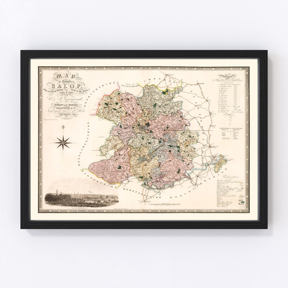 Salop England Vintage Map 1830