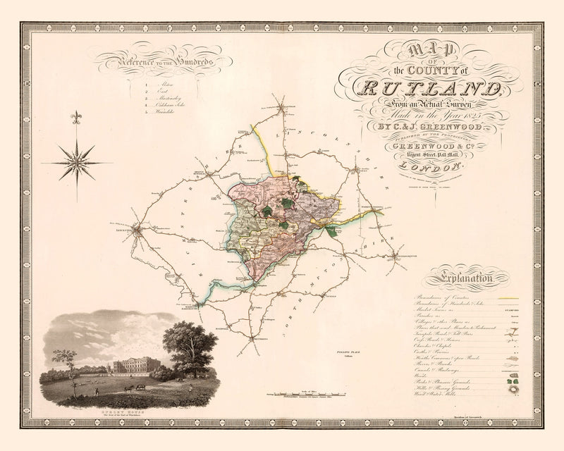 Size comparison using Vintage Map of Rutland England, 1831