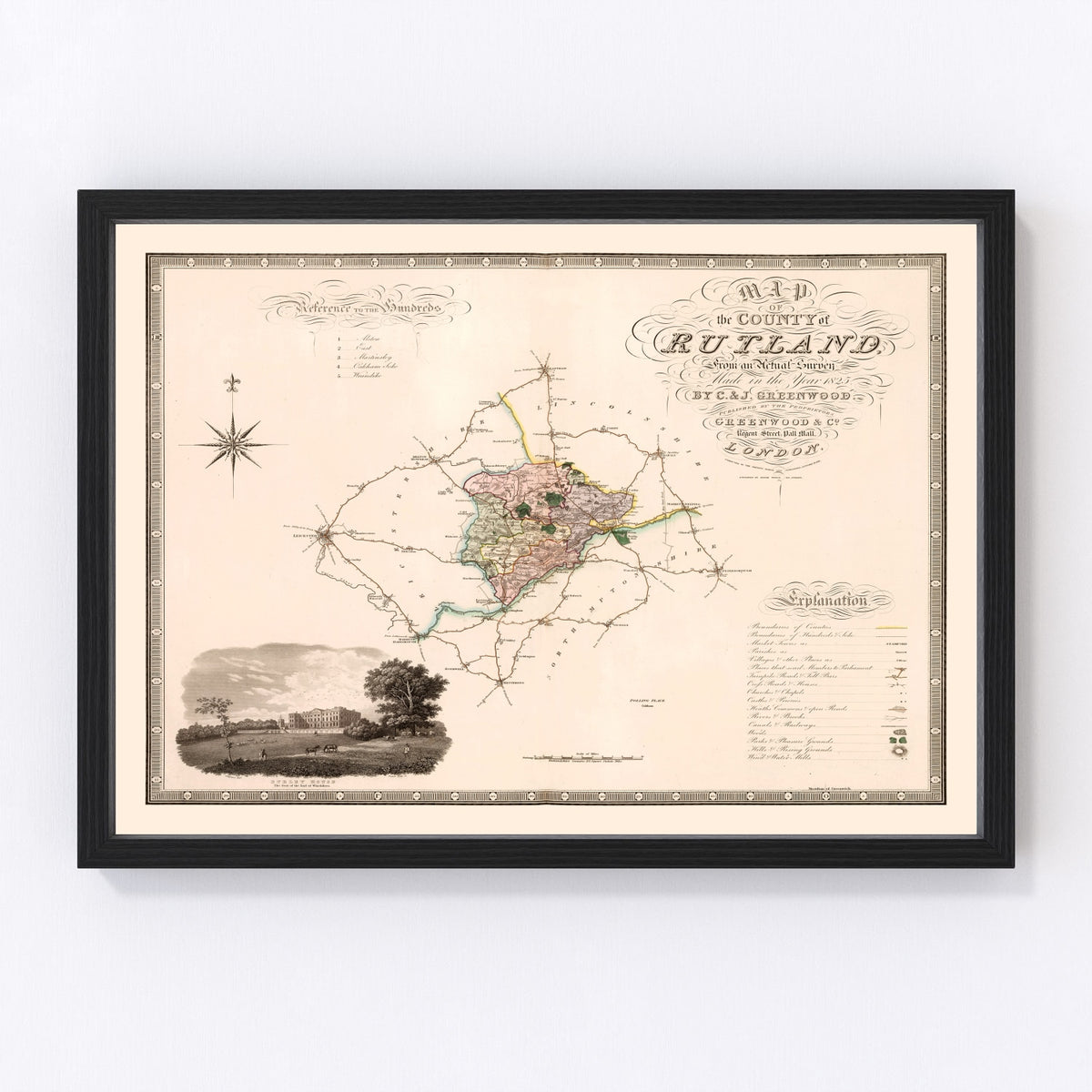 Rutland England Vintage Map 1831
