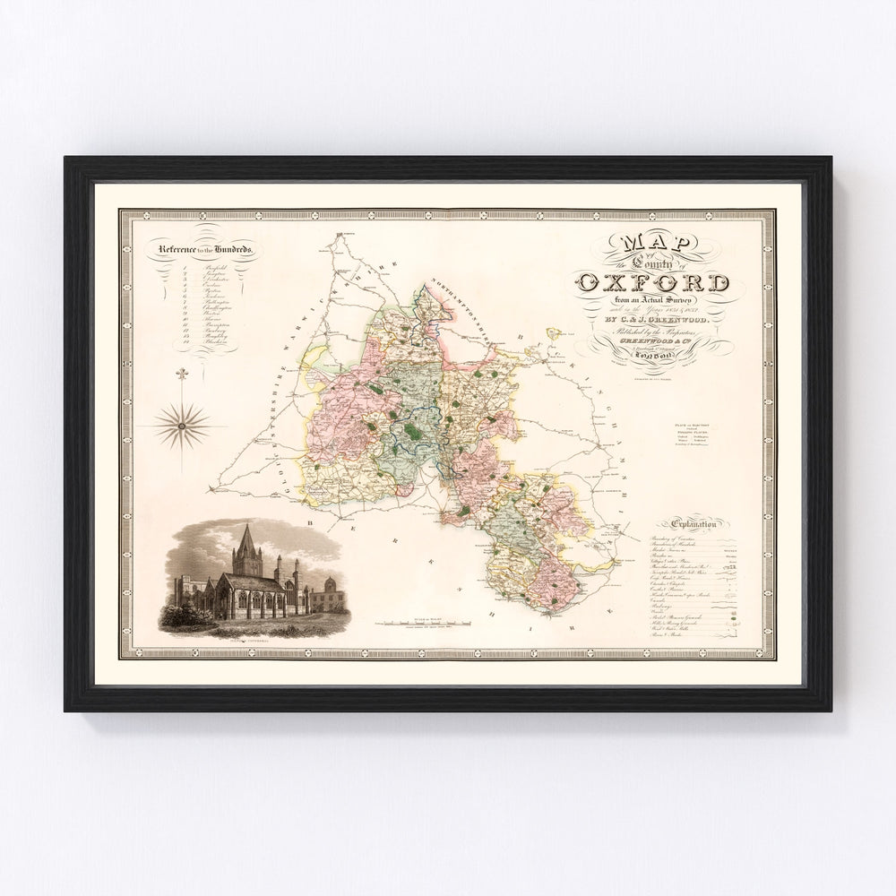 Oxford England Vintage Map 1834