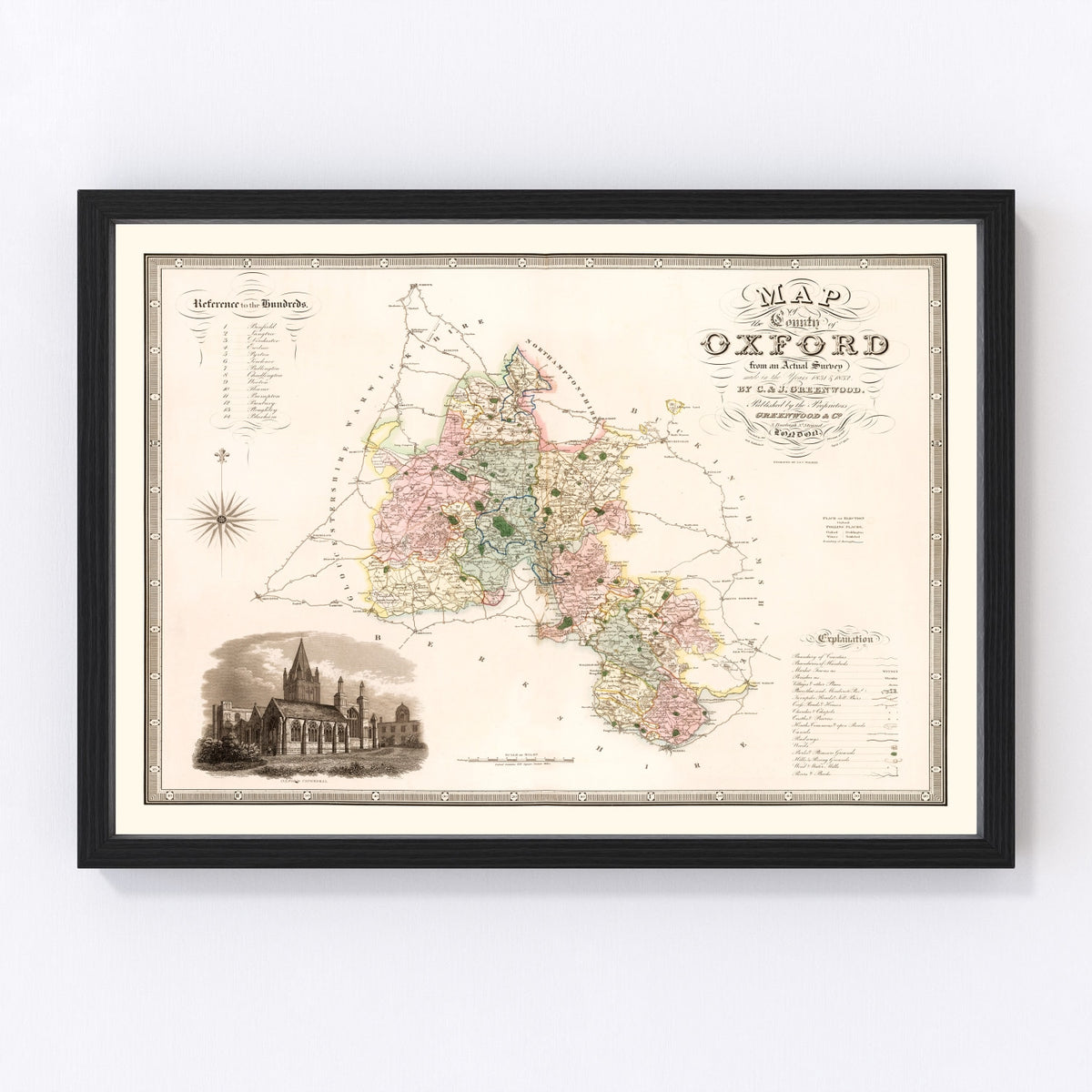 Oxford England Vintage Map 1834