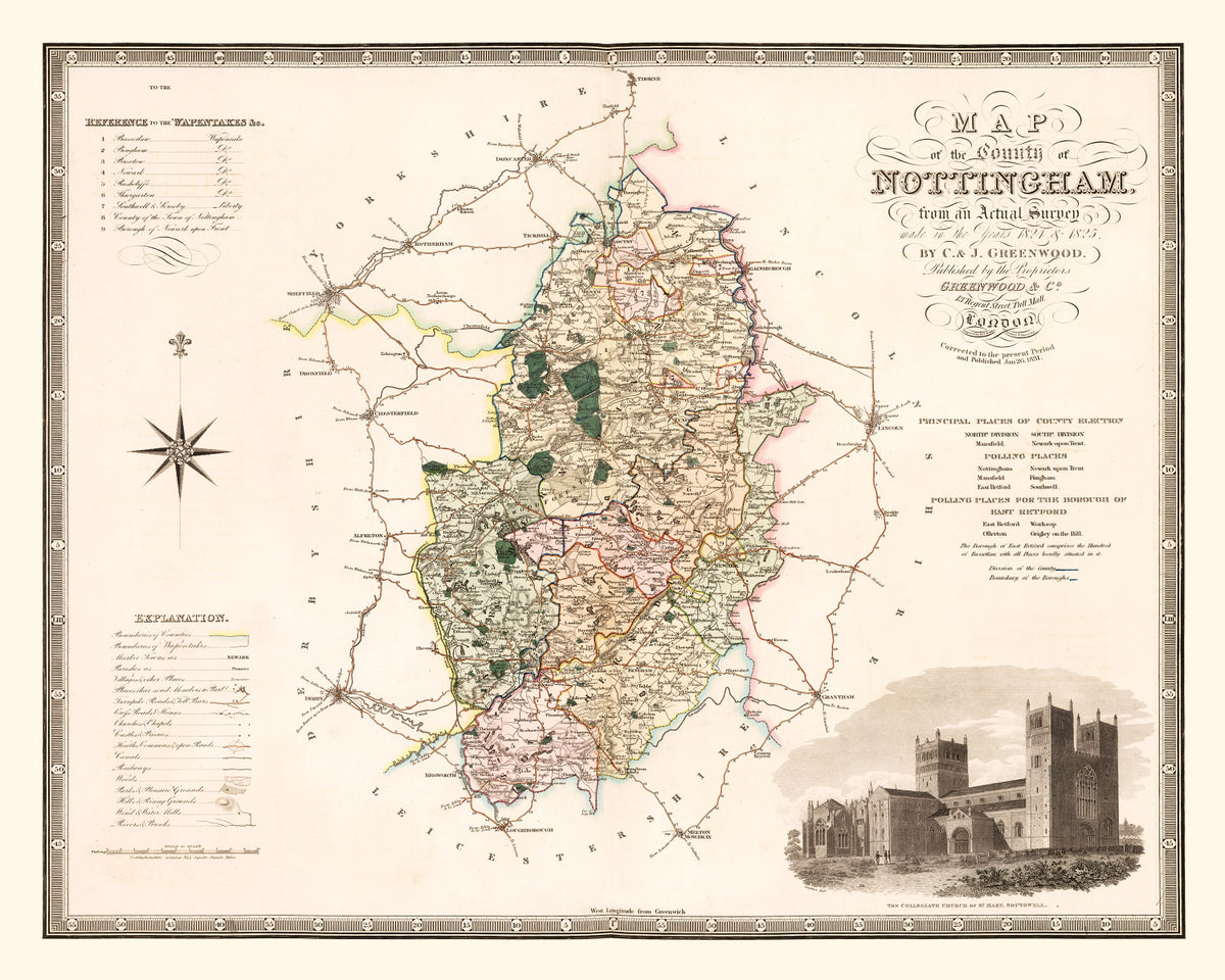 Preview of Vintage Map of Nottingham England, 1831