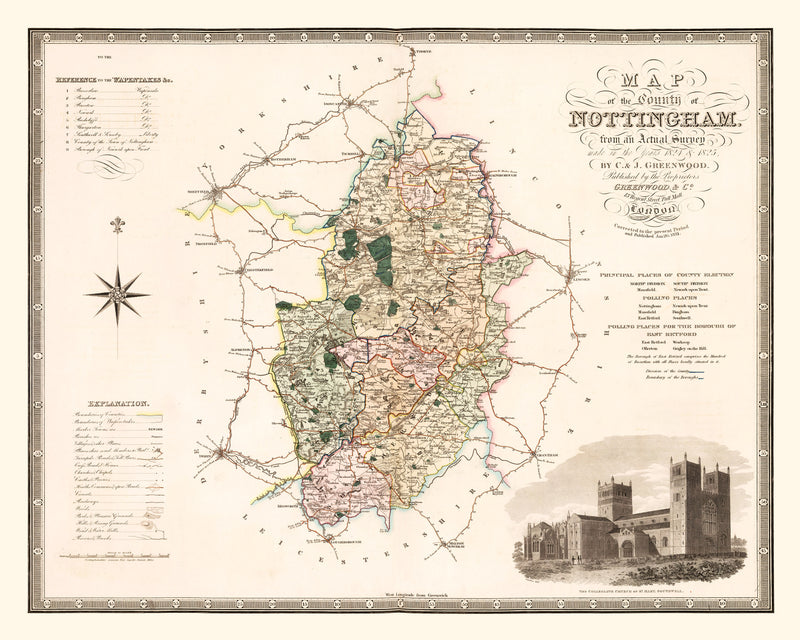 Size comparison using Vintage Map of Nottingham England, 1831