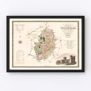Nottingham England Vintage Map 1831