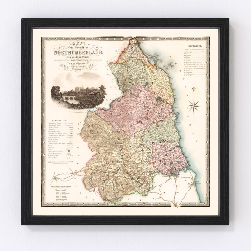 Northumberland England Vintage Map 1831
