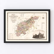 Northampton England Vintage Map 1830