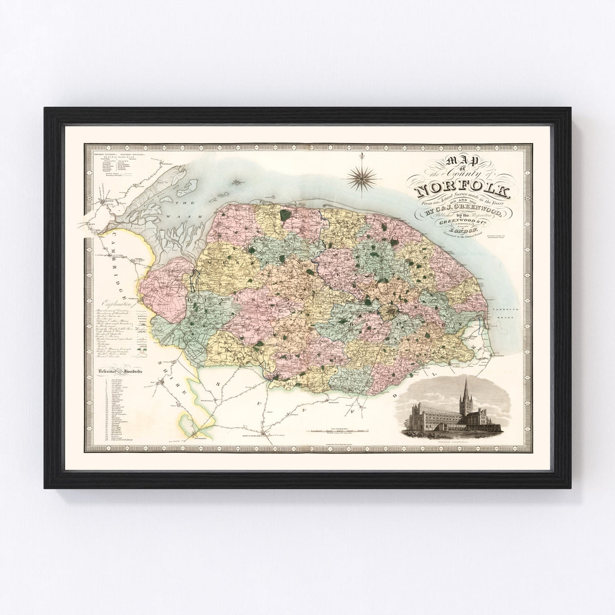 Norfolk England Vintage Map 1834