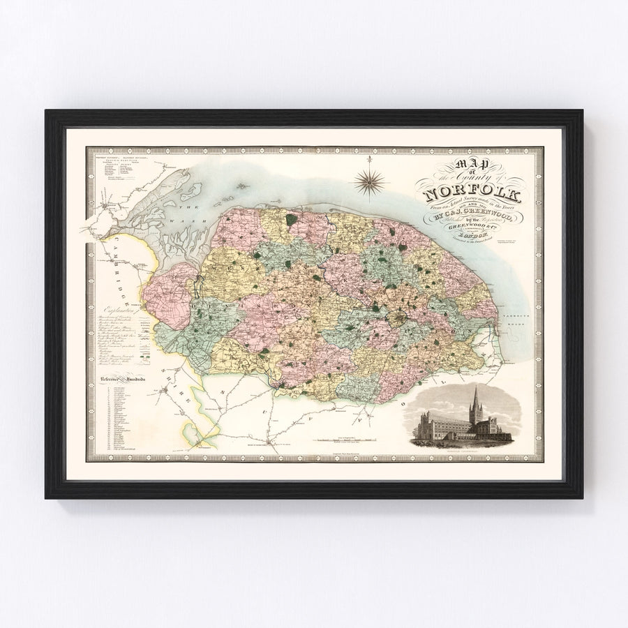 Norfolk England Vintage Map 1834