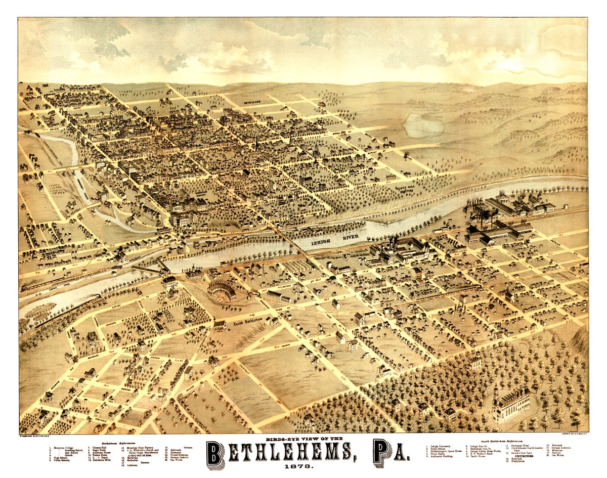 Preview of Vintage Map of Bethlehem, Pennsylvania 1878